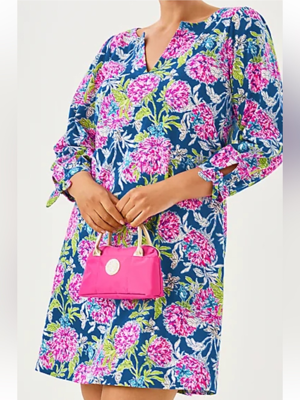 Lilly Pulitzer Sz XXL Cath 3/4 Sleeve Dress, Multi Dahlia Lucious